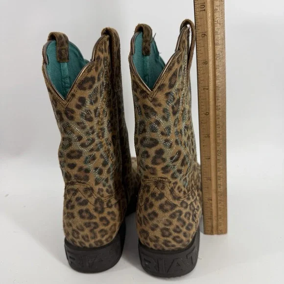 Ariat Kid's Primetime Leopard print Brown Leather US 1 Western Boot 10044422 - Picture 7 of 12